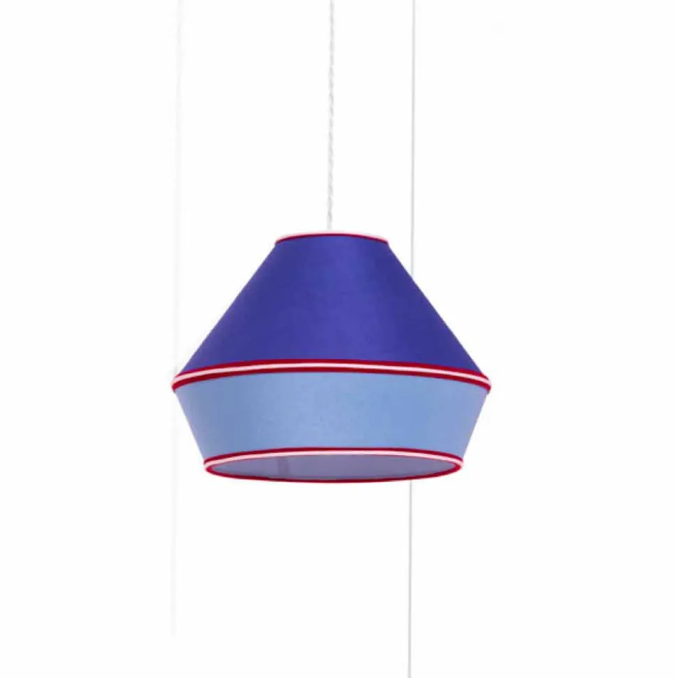 Lampada a Sospensione Moderna con Paralume in Cotone Blu Made in Italy - Soya