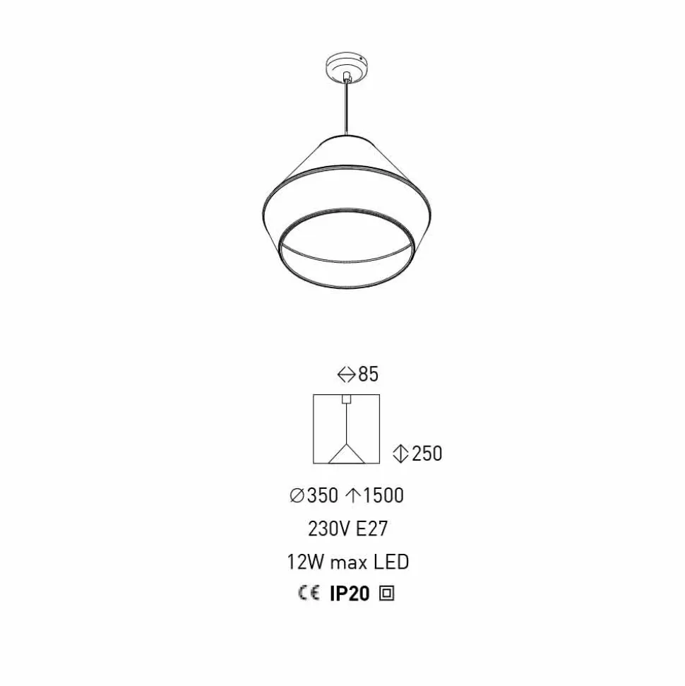 Lampada a Sospensione Moderna con Paralume in Cotone Blu Made in Italy - Soya