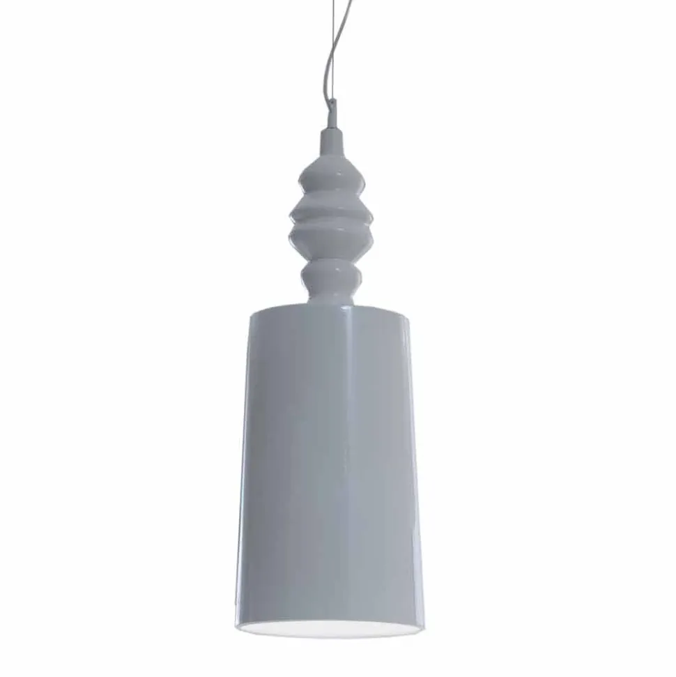 Lampada a Sospensione Paralume in Ceramica Bianco Lucido di Design - Cadabra
