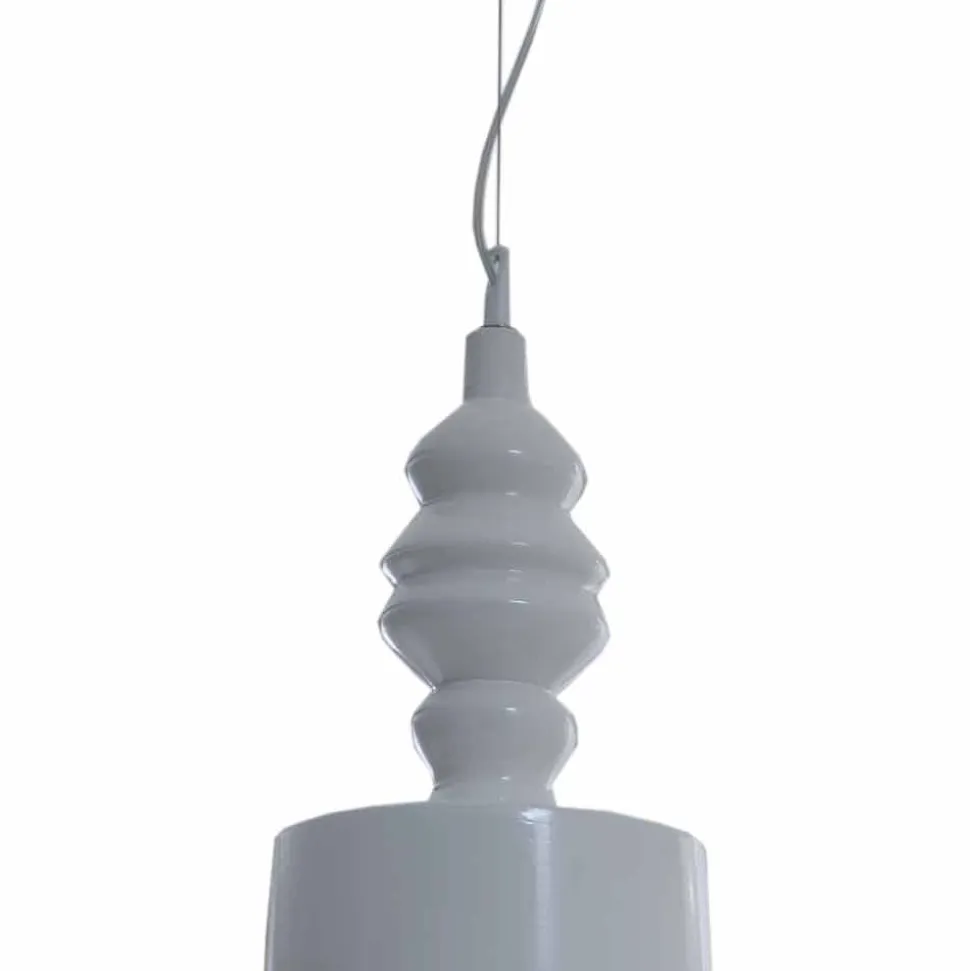 Lampada a Sospensione Paralume in Ceramica Bianco Lucido di Design - Cadabra