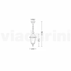Lampada a sospensione per esterno in alluminio made in Italy, Aquilina