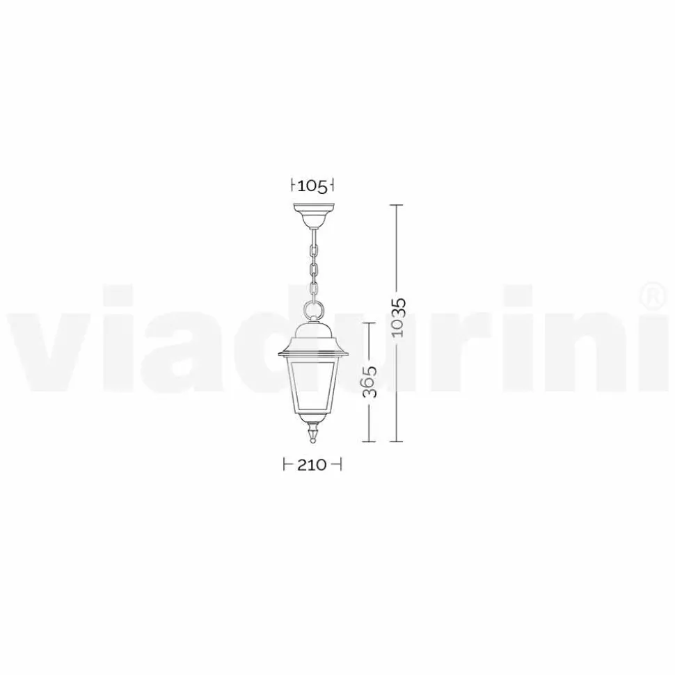 Lampada a sospensione per esterno in alluminio made in Italy, Aquilina