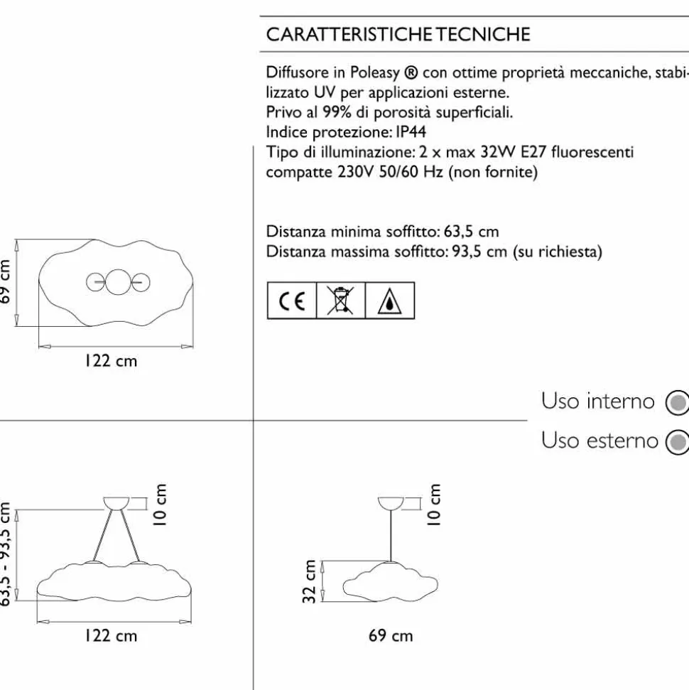 Lampada a Sospensione per Esterno Design a Nuvola in Plastica - Nefos by Myyour