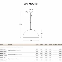 Lampada a sospensione piccola in acciaio Moonlight di Aldo Bernardi