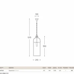 Lampada a sospensione quadrata a 1 luce in ottone e vetro Aida Aldo Bernardi