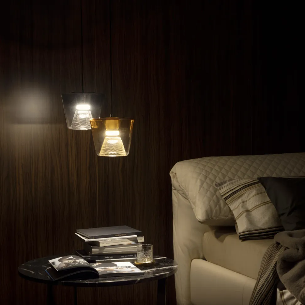 Lampada a Sospensione realizzata in Metallo e Vetro Made in Italy - Think