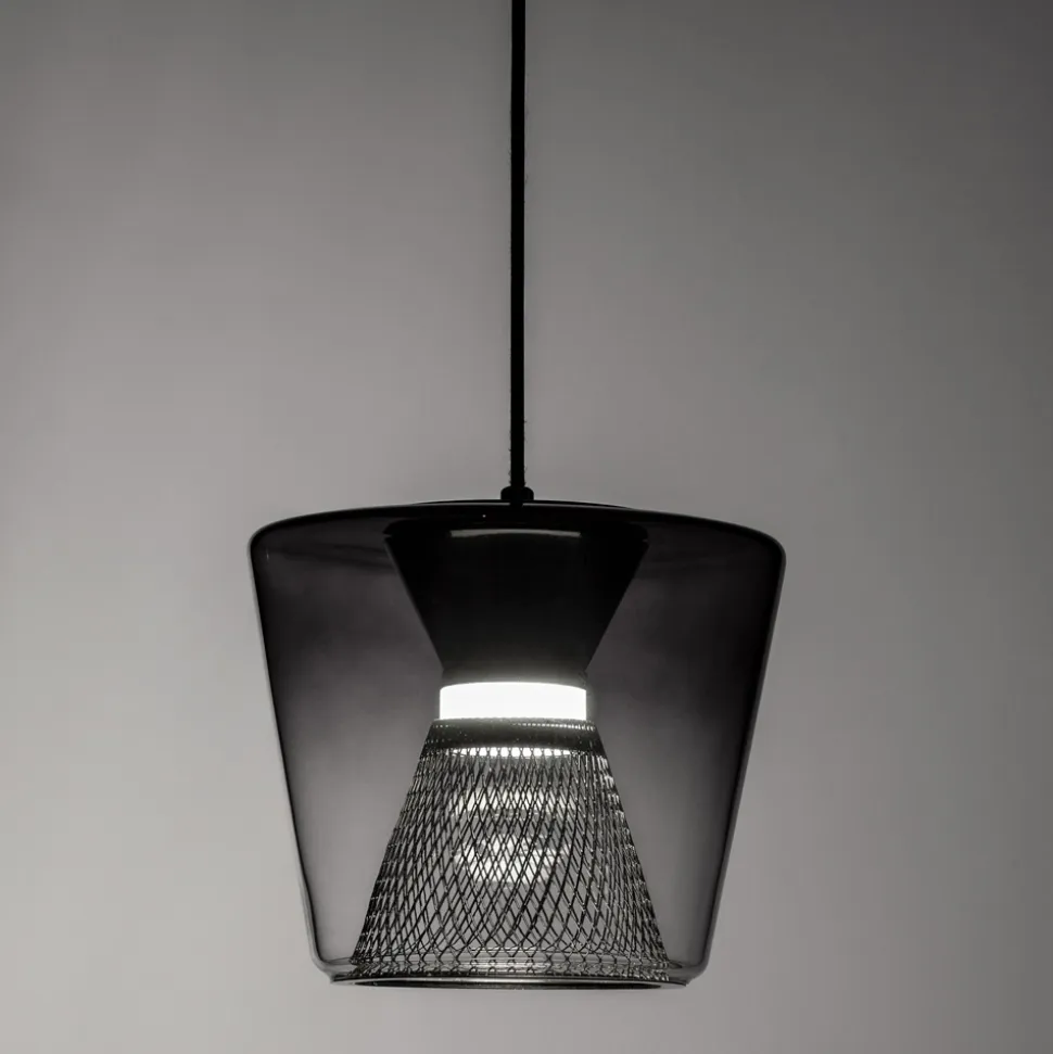 Lampada a Sospensione realizzata in Metallo e Vetro Made in Italy - Think