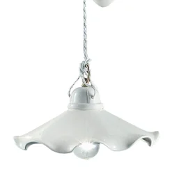 Lampada a Sospensione Saliscendi in Ceramica Lucida Ondulata - Belluno