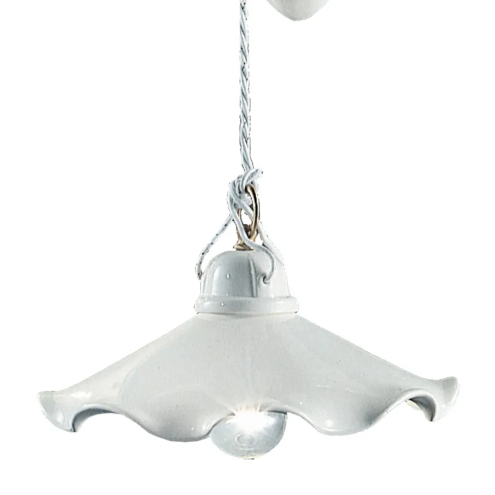 Lampada a Sospensione Saliscendi in Ceramica Lucida Ondulata - Belluno