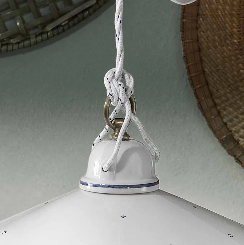 Lampada a Sospensione Saliscendi in Ceramica Decorata 2 Misure - Asti