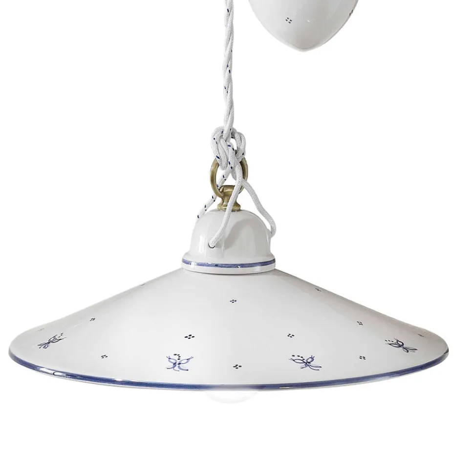Lampada a Sospensione Saliscendi in Ceramica Decorata 2 Misure - Asti