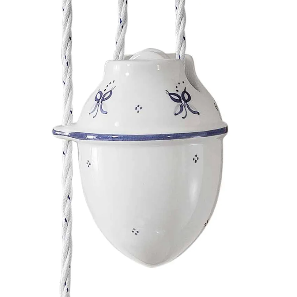 Lampada a Sospensione Saliscendi in Ceramica Decorata 2 Misure - Asti