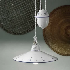 Lampada a Sospensione Saliscendi in Ceramica Decorata 2 Misure - Asti