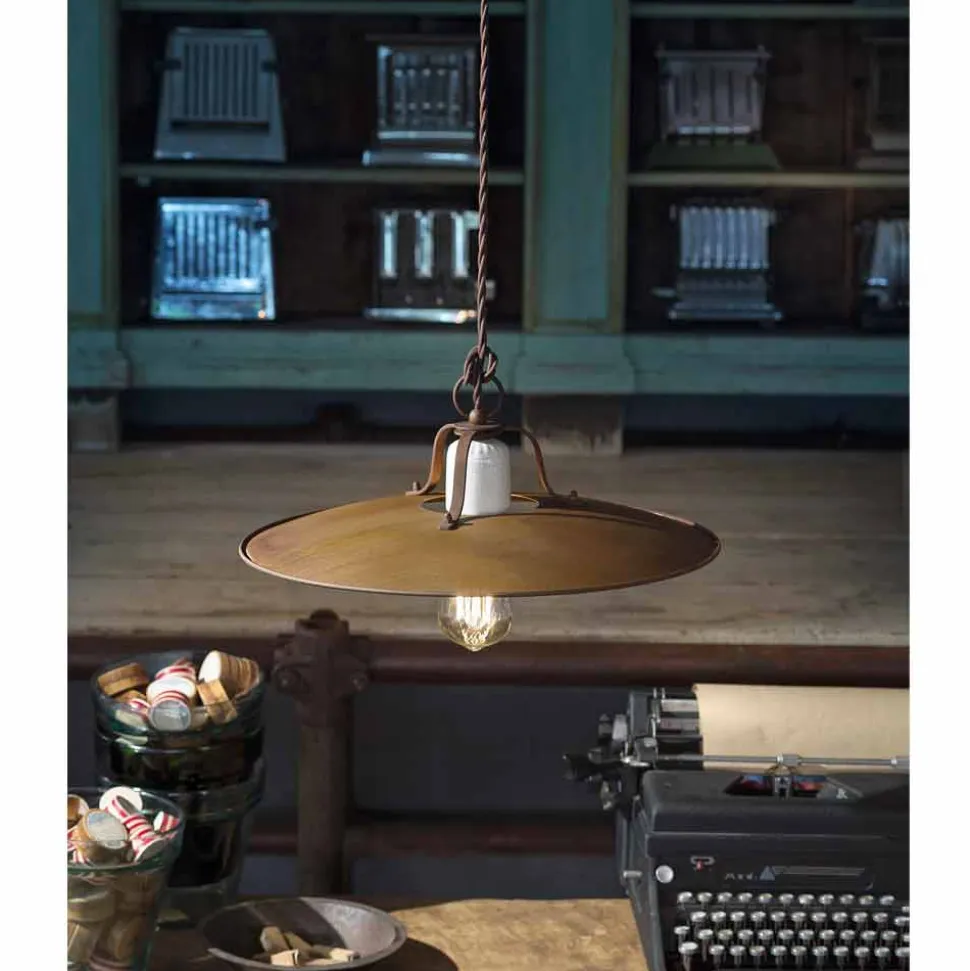 Lampada a sospensione stile industriale artigianale Ferroluce