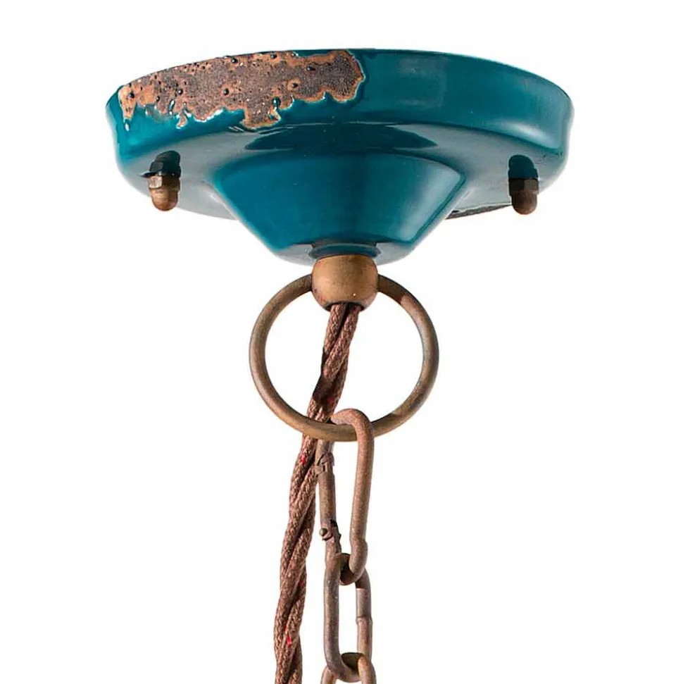 Lampada a sospensione stile industriale ceramica e ferro Stephanie