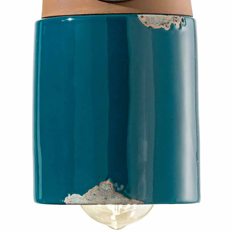 Lampada a sospensione stile industriale ceramica e ferro Stephanie