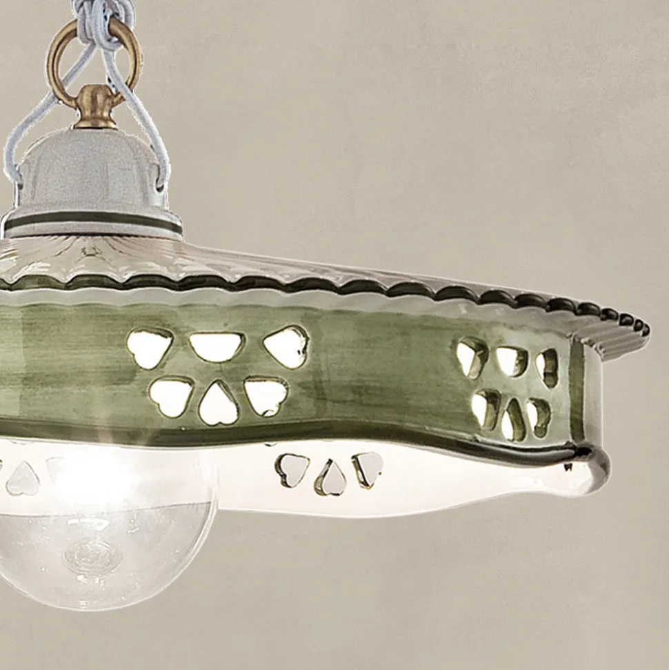 Lampada a Sospensione Vintage Ceramica e Ferro Fatta a Mano - Alessandria