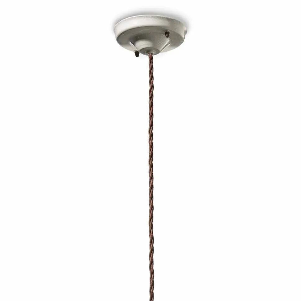 Lampada a sospensione vintage in ceramica e metallo Janice Ferroluce