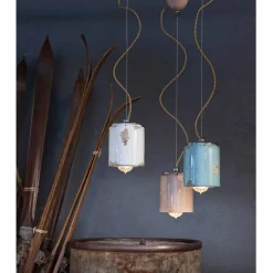 Lampada a sospensione vintage artigianale Ferroluce