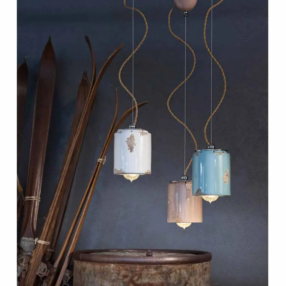 Lampada a sospensione vintage artigianale Ferroluce