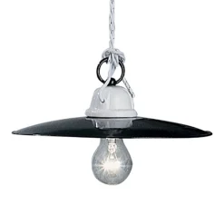 Lampada a Sospensione Vintage in Ceramica Bianca e Metallo Nero - Potenza