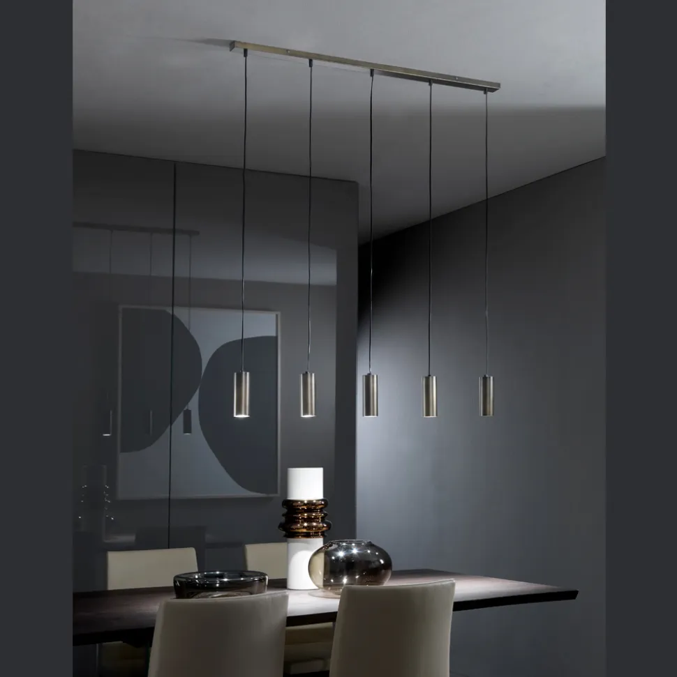 Lampada a 5 Sospensioni in Metallo Made in Italy - Read