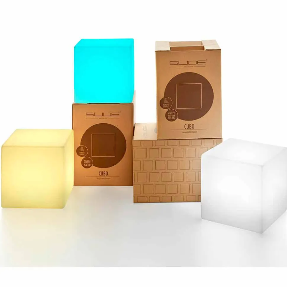 Lampada bianca da tavolo / da terra Slide Cubo, made in Italy