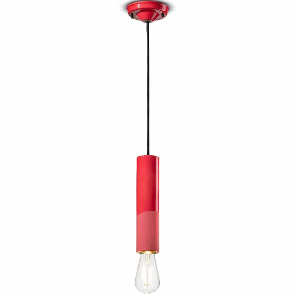 Lampada Cilindrica a Sospensione Ceramica Colorata Made in Italy – Ferroluce Pi