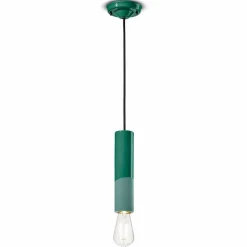 Lampada Cilindrica a Sospensione Ceramica Colorata Made in Italy – Ferroluce Pi