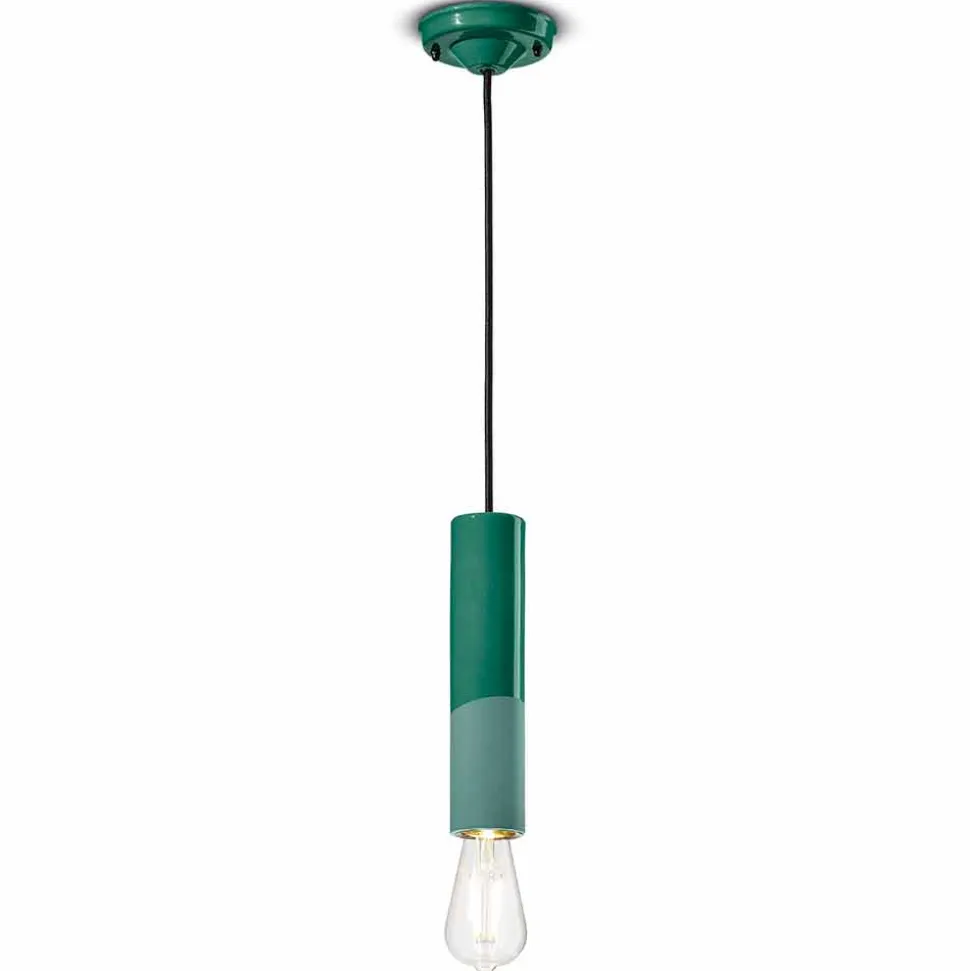 Lampada Cilindrica a Sospensione Ceramica Colorata Made in Italy – Ferroluce Pi