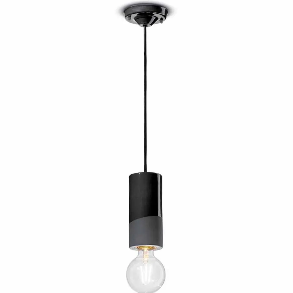 Lampada Cilindrica a Sospensione Ceramica Colorata Made in Italy – Ferroluce Pi