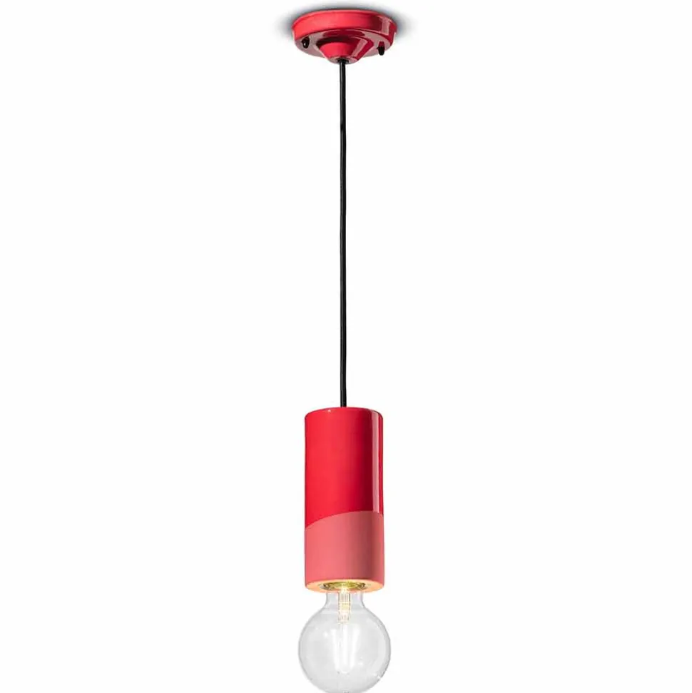 Lampada Cilindrica a Sospensione Ceramica Colorata Made in Italy – Ferroluce Pi