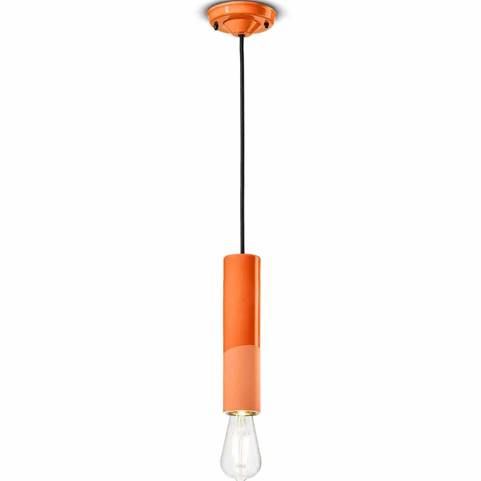 Lampada Cilindrica a Sospensione Ceramica Colorata Made in Italy – Ferroluce Pi