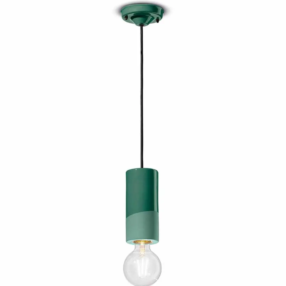 Lampada Cilindrica a Sospensione Ceramica Colorata Made in Italy – Ferroluce Pi