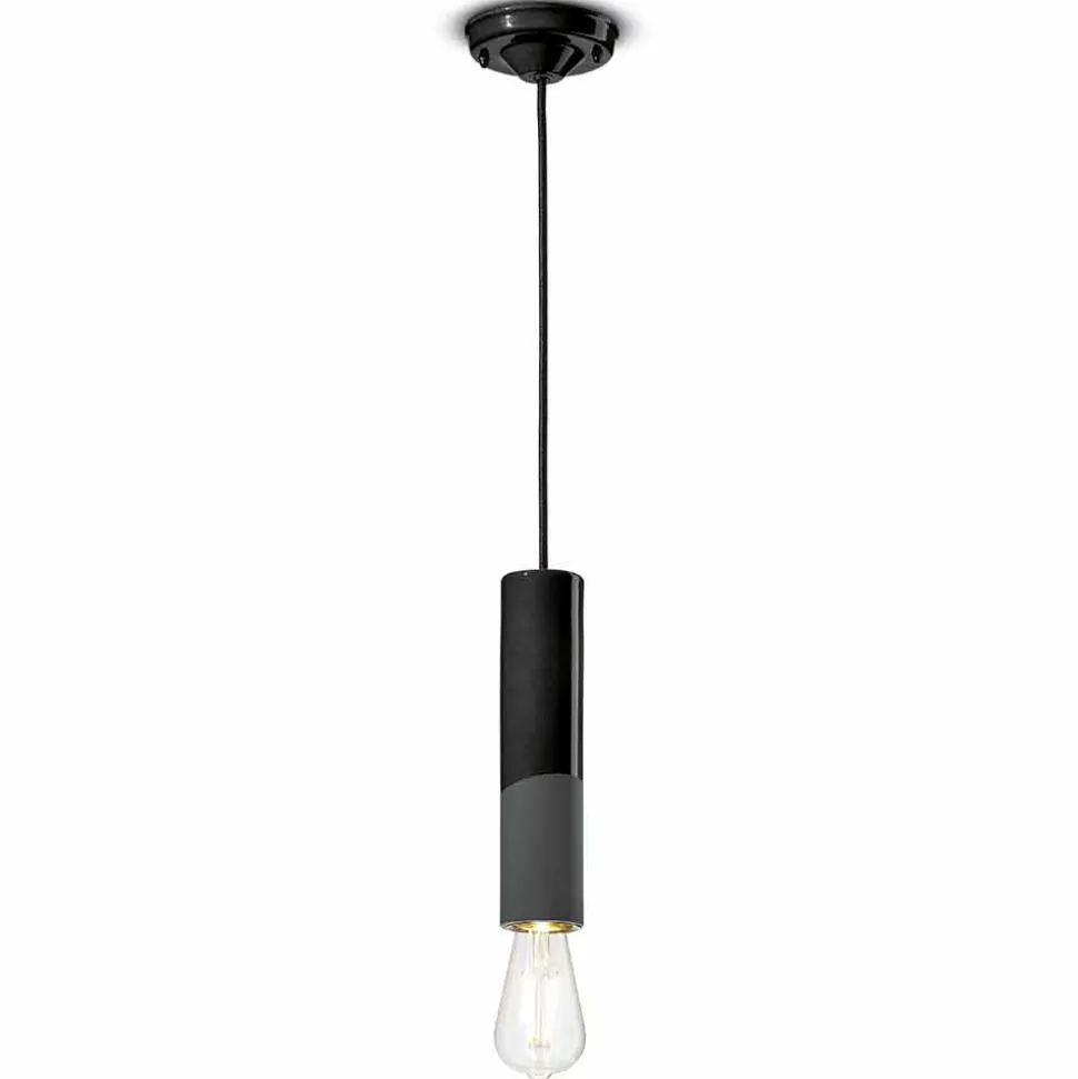 Lampada Cilindrica a Sospensione Ceramica Colorata Made in Italy – Ferroluce Pi