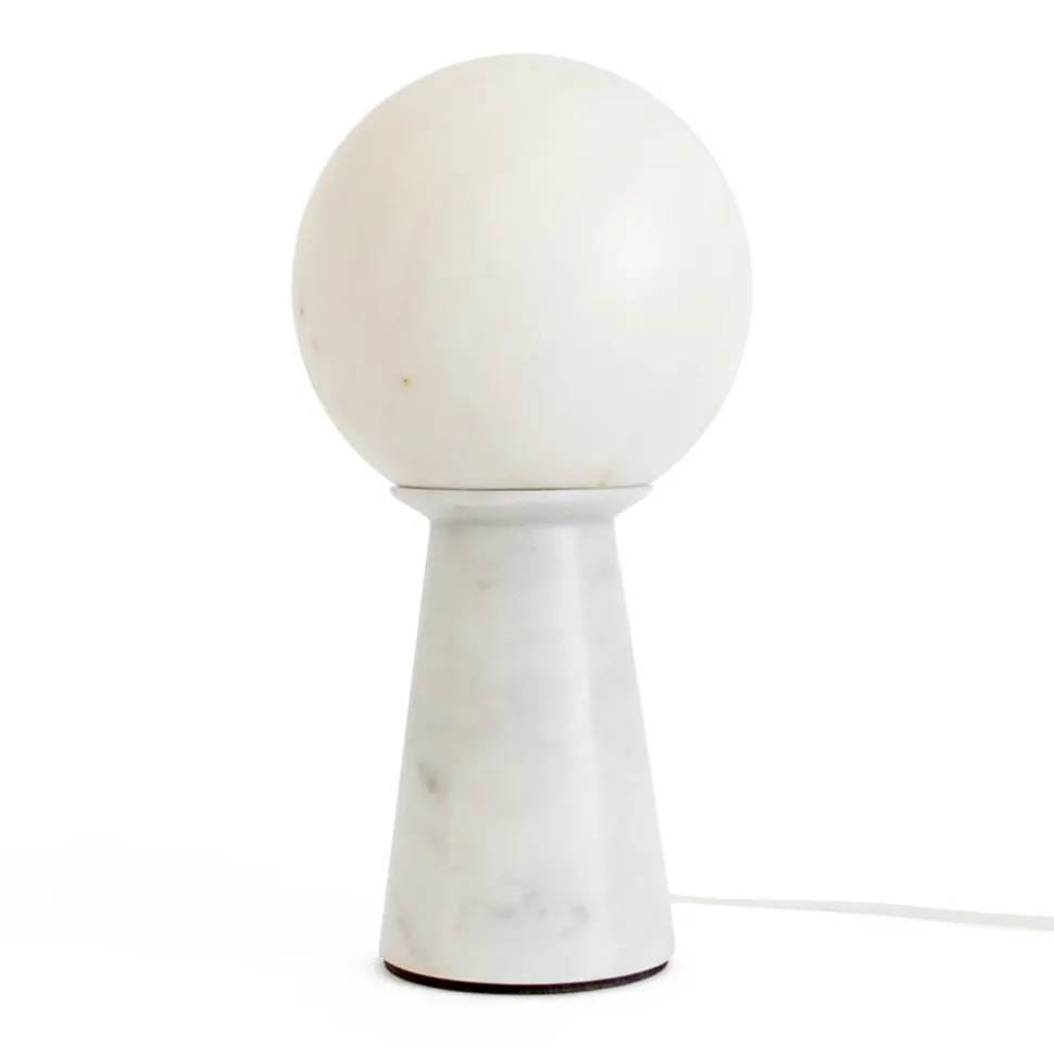 Lampada Conica con Sfera Bianca e Base in Marmo Made in Italy - Tobio