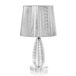 Lampada da Appoggio Classica in Cristallo e Paralume Quadrato di Lusso - Squilla