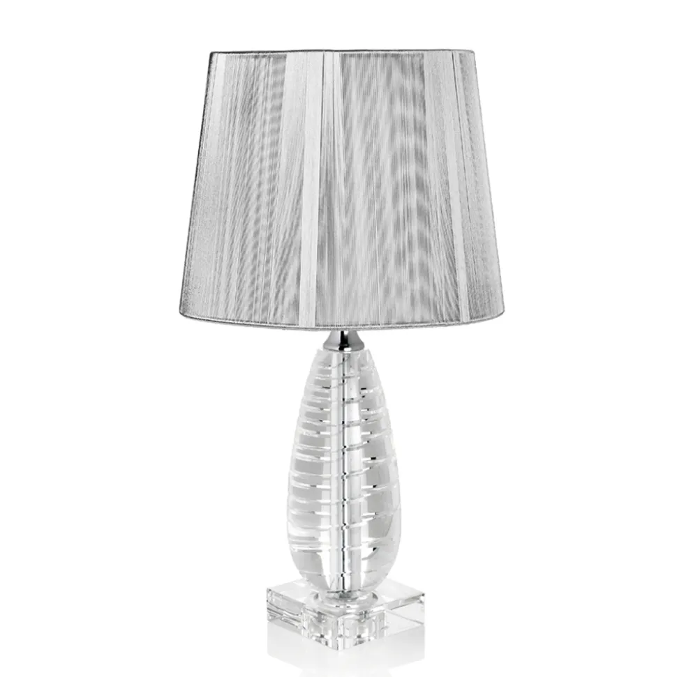 Lampada da Appoggio Classica in Cristallo e Paralume Quadrato di Lusso - Squilla