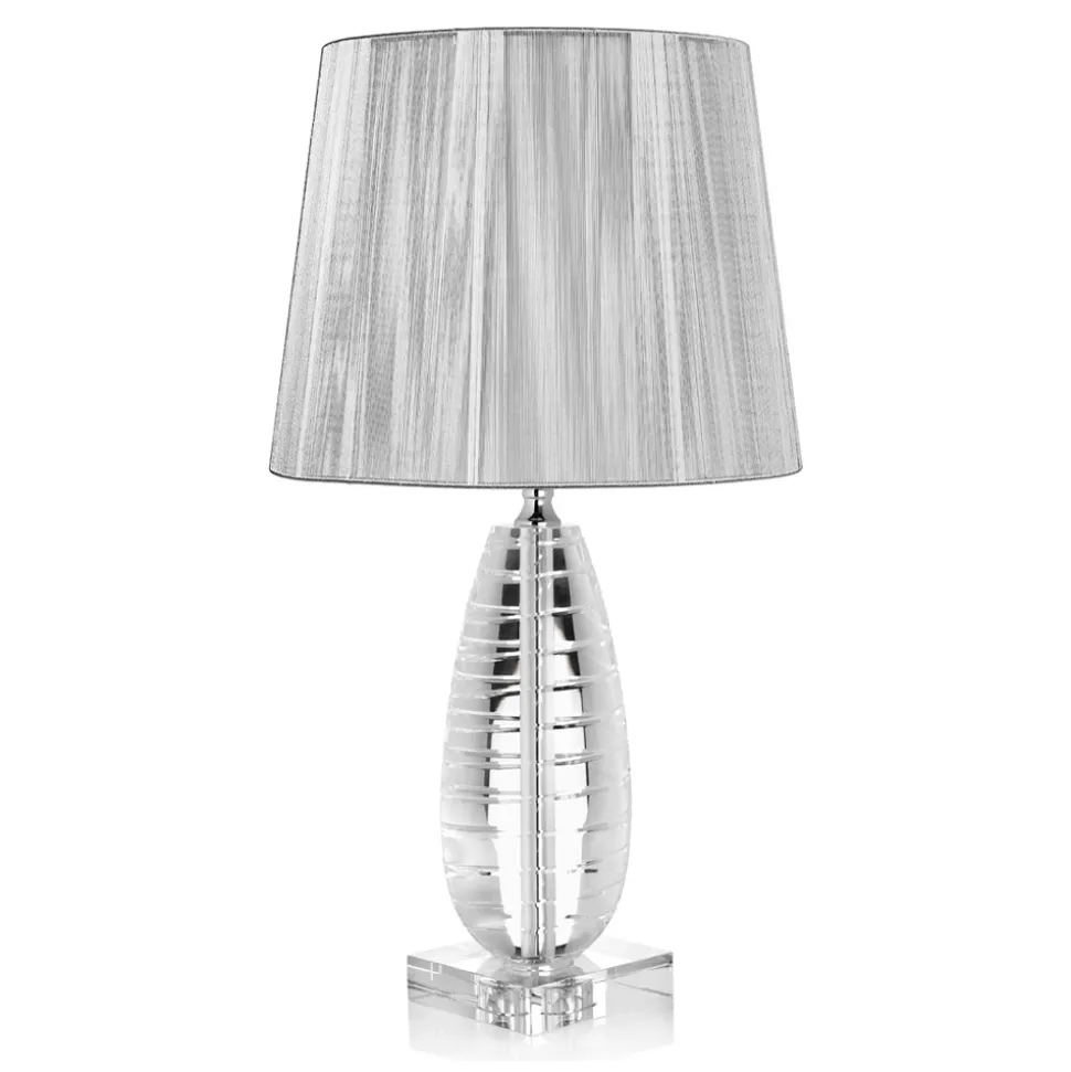 Lampada da Appoggio Classica in Cristallo e Paralume Quadrato di Lusso - Squilla