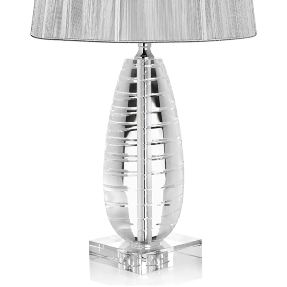 Lampada da Appoggio Classica in Cristallo e Paralume Quadrato di Lusso - Squilla