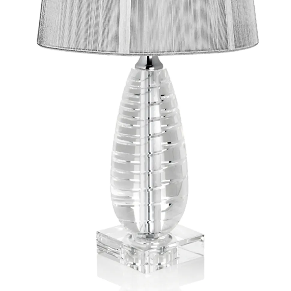 Lampada da Appoggio Classica in Cristallo e Paralume Quadrato di Lusso - Squilla