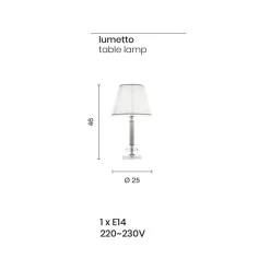 Lampada da Appoggio Classico in Metallo Oro, Cristallo e Paralume - Similo