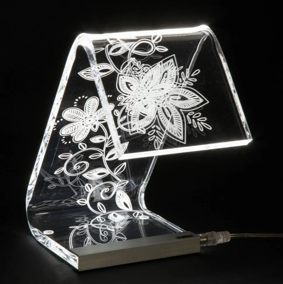Lampada da Appoggio Led Cristallo Acrilico Decoro a Laser - Possett