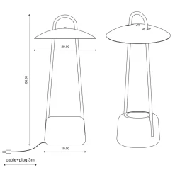 Lampada da Esterno con Fioriera in Argilla, Alluminio e Ottone - Cappello