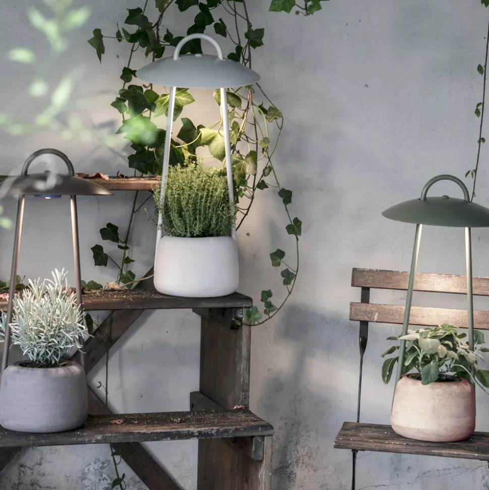 Lampada da Esterno con Fioriera in Argilla, Alluminio e Ottone - Cappello