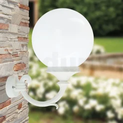 Lampada da Esterno in Alluminio Bianco con Sfera in Acrilico Opale - Trovabianco