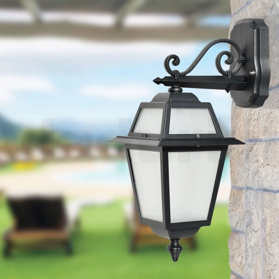 Lampada da Giardino in Alluminio Antracite e Vetro Sabbiato - Elric