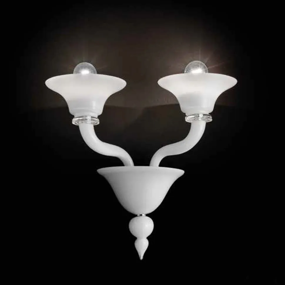 Lampada da Parete a 2 Luci in Vetro di Venezia Lavorato a Mano - Ismail