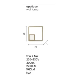 Lampada da Parete con LED in Metallo Verniciato Finitura Oro - Formale