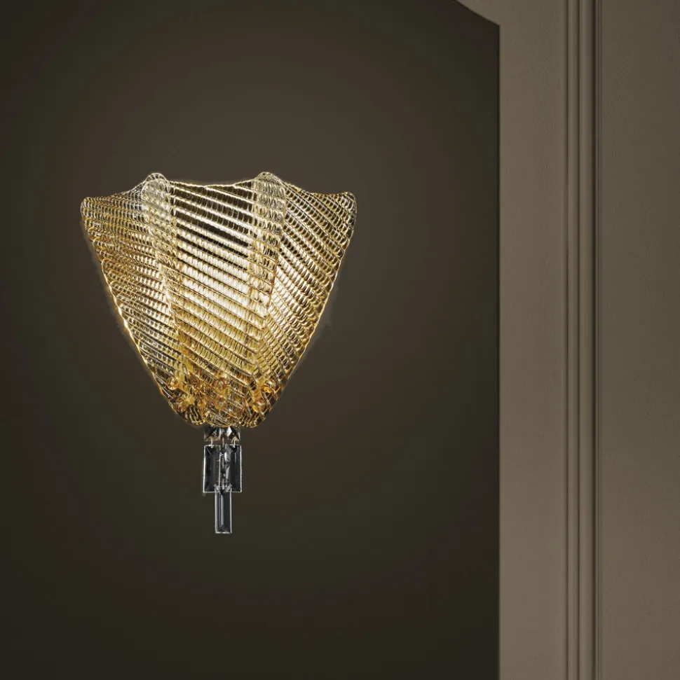 Lampada da Parete in Vetro di Venezia Color Ambra Made in Italy - Fabiana